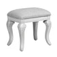 Hailey 19 Inch Royal Vanity Stool Scrolled Design Gray Padded Top Wood By Casagear Home BM316520