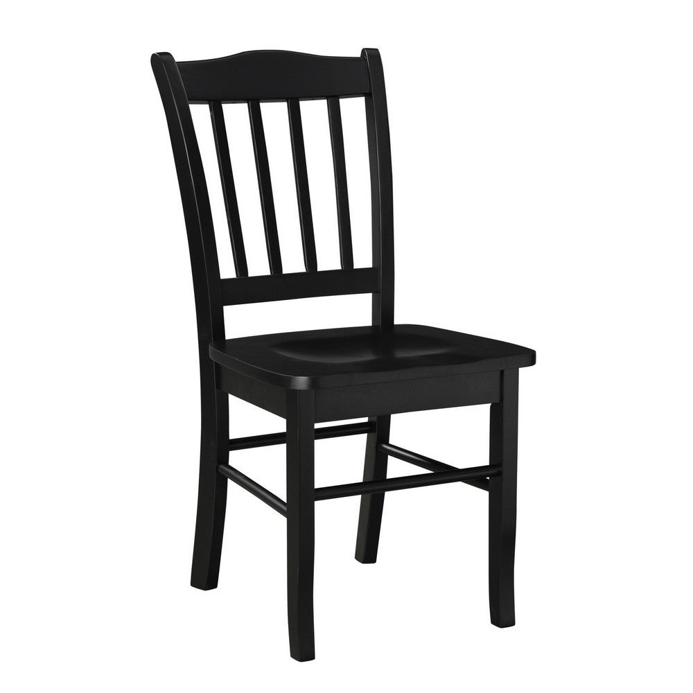 Nova 18 Inch Dining Side Chair Set of 2 Slatted Backrests Jet Black Wood By Casagear Home BM316524