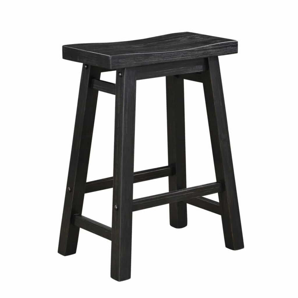 Amber 24 Inch Counter Stool Ergonomic Saddle Seats Charcoal Black Wood By Casagear Home BM316526