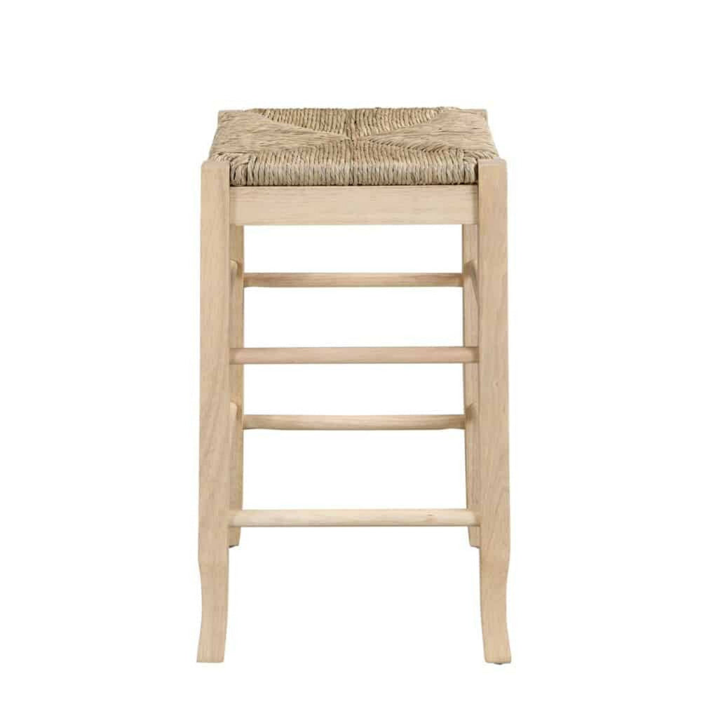 25 Inch Backless Counter Stool Woven Rattan Oak Brown Rubberwood Frame By Casagear Home BM316527