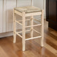 25 Inch Backless Counter Stool Woven Rattan Oak Brown Rubberwood Frame By Casagear Home BM316527