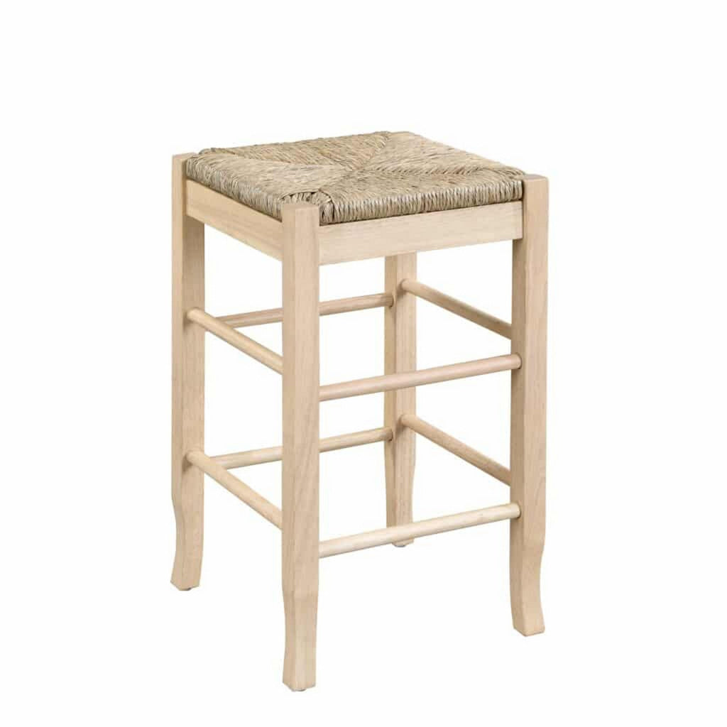 25 Inch Backless Counter Stool Woven Rattan Oak Brown Rubberwood Frame By Casagear Home BM316527