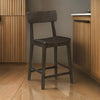 24 Inch Counter Stool Chair Rubberwood Curved Back and Seat Dark Gray By Casagear Home BM316528