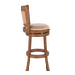 Haley 30 Inch Swivel Barstool Chair Chestnut Brown Wood Faux Leather By Casagear Home BM316530