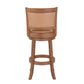 Haley 30 Inch Swivel Barstool Chair Chestnut Brown Wood Faux Leather By Casagear Home BM316530