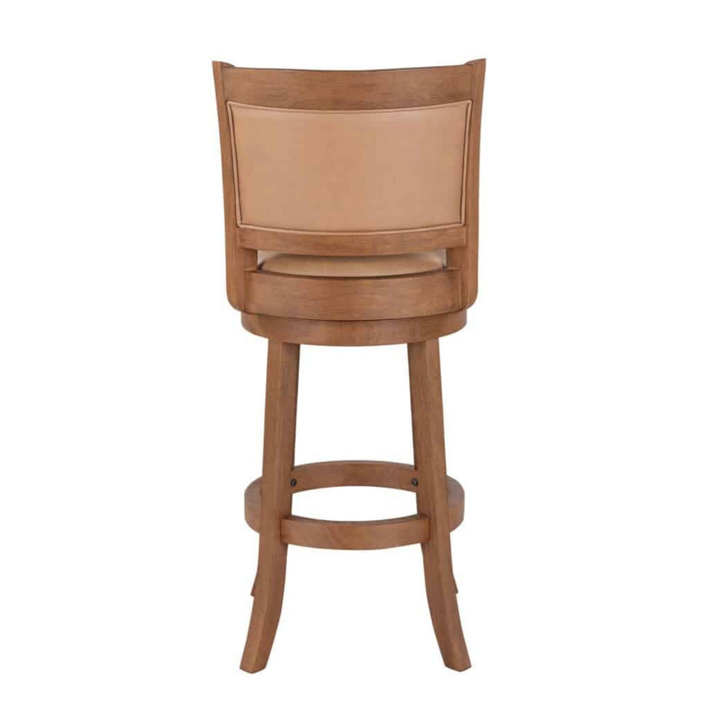 Haley 30 Inch Swivel Barstool Chair Chestnut Brown Wood Faux Leather By Casagear Home BM316530