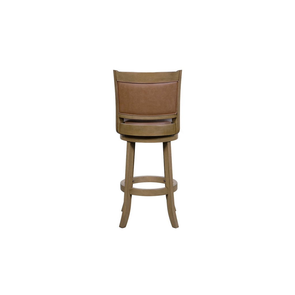 Haley 26 Inch Swivel Counter Height Chair Chestnut Brown Wood Faux Leather By Casagear Home BM316531