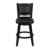 Kera Swivel Barstool Chair Black Wood Faux Leather Nailhead Trim By Casagear Home BM316532