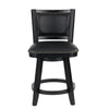 Kera Swivel Counter Height Stool Chair Black Wood Nailhead Faux Leather By Casagear Home BM316533