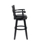 Kera 36 Inch Extra Tall Swivel Barstool Chair Black Faux Leather Nailhead By Casagear Home BM316534