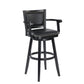 Kera 36 Inch Extra Tall Swivel Barstool Chair Black Faux Leather Nailhead By Casagear Home BM316534