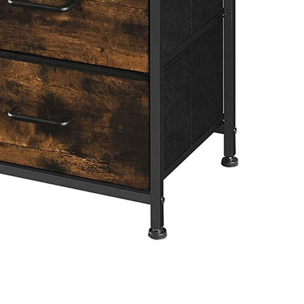 36 Inch Tall Dresser Chest 8 Drawers Black Handles Rustic Brown Finish By Casagear Home BM316536