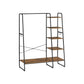 63 Inch Garment Hanging Rack 5 Tier Storage 6 Side Hooks Black Brown By Casagear Home BM316537