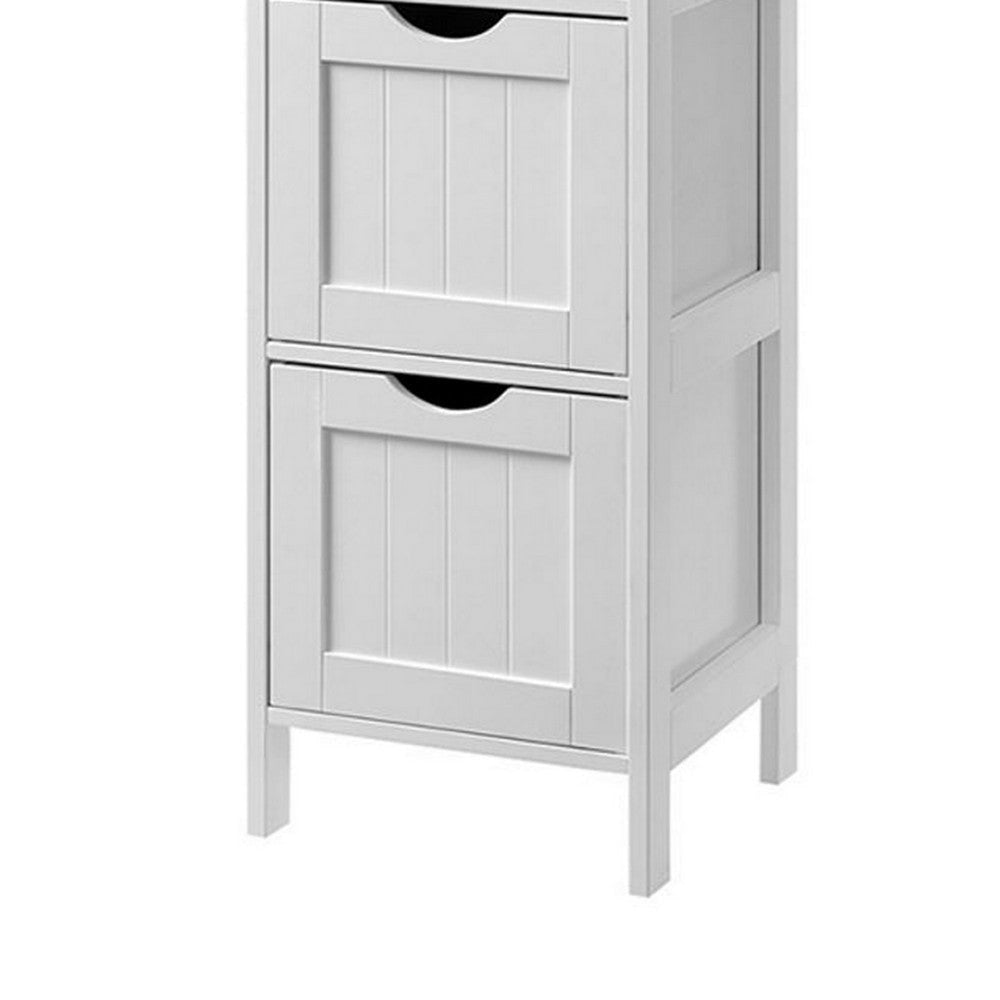 56 Inch Floor Cabinet Bookcase with Shelves 2 Drawers Modern White Finish By Casagear Home BM316538