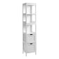 56 Inch Floor Cabinet Bookcase with Shelves, 2 Drawers, Modern White Finish By Casagear Home