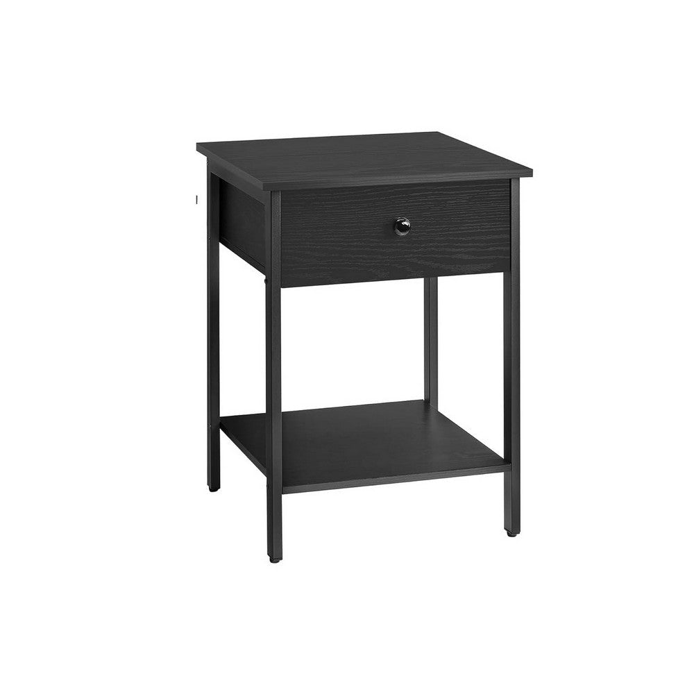 22 Inch Side End Table Nightstand Set of 2 Drawer Modern Ebony Black By Casagear Home BM316540