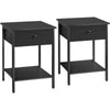 22 Inch Side End Table Nightstand Set of 2 Drawer Modern Ebony Black By Casagear Home BM316540