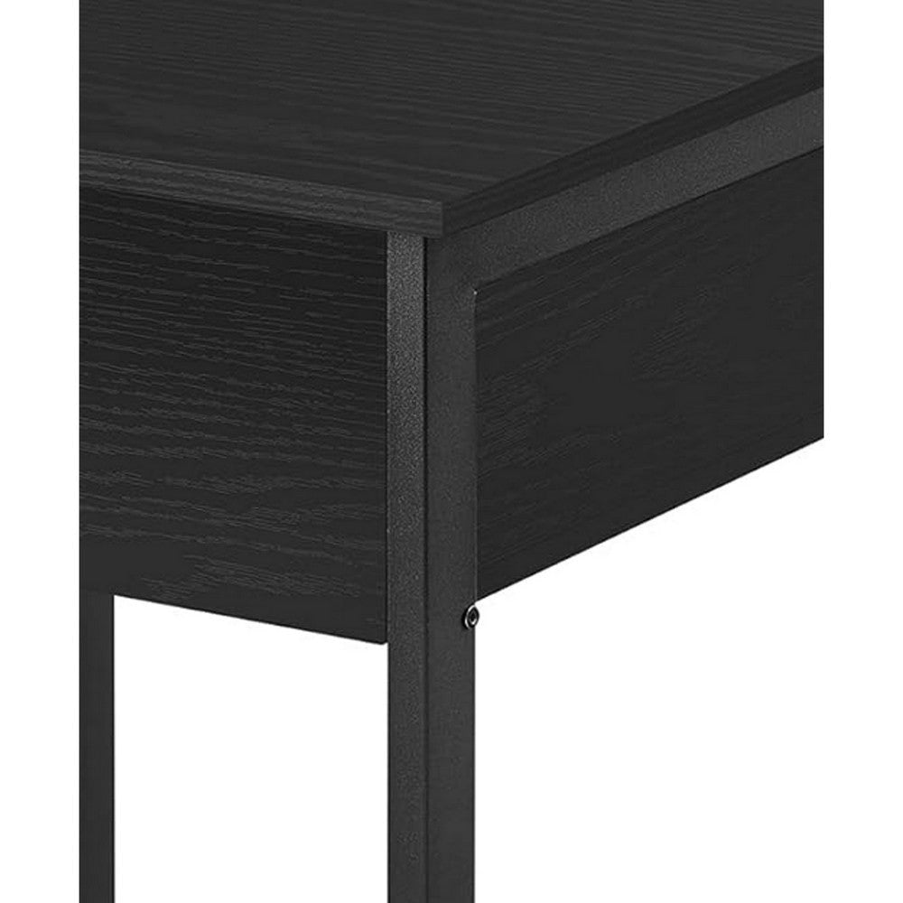 22 Inch Side End Table 2 Adjustable Mesh Shelves Square Top Black Gray By Casagear Home BM316546