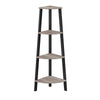 49 Inch Corner Ladder Shelves 4 Tiers Black Metal Frame Greige Finish By Casagear Home BM316547