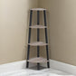 49 Inch Corner Ladder Shelves, 4 Tiers, Black Metal Frame, Greige Finish By Casagear Home