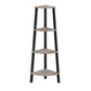 49 Inch Corner Ladder Shelves 4 Tiers Black Metal Frame Greige Finish By Casagear Home BM316547