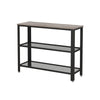 40 Inch Console Sofa Table 2 Lattice Shelves Black Metal Frame Gray By Casagear Home BM316548