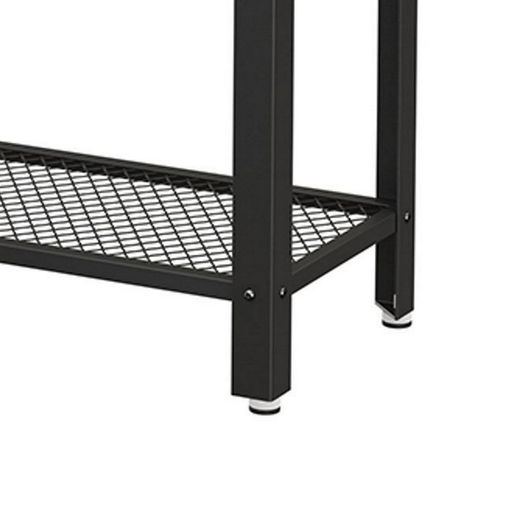 40 Inch Console Sofa Table 2 Lattice Shelves Black Metal Frame Gray By Casagear Home BM316548