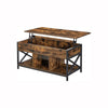 19-24 Inch Lift Top Coffee Table Hidden and Open Storage Rustic Brown Black By Casagear Home BM316549