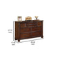 Ava 59 Inch Wide Dresser Chest 7 Drawers Antique Brass Handles Brown By Casagear Home BM316572