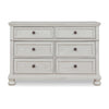 Lea 54 Inch Wide Dresser Chest 6 Gliding Drawers Wooden Bun Feet White By Casagear Home BM316577