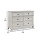 Lea 54 Inch Wide Dresser Chest 6 Gliding Drawers Wooden Bun Feet White By Casagear Home BM316577