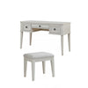 Lea Vanity Desk and Stool Set 3 Gliding Drawers Crisp White Wood By Casagear Home BM316578