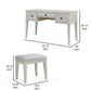 Lea Vanity Desk and Stool Set 3 Gliding Drawers Crisp White Wood By Casagear Home BM316578