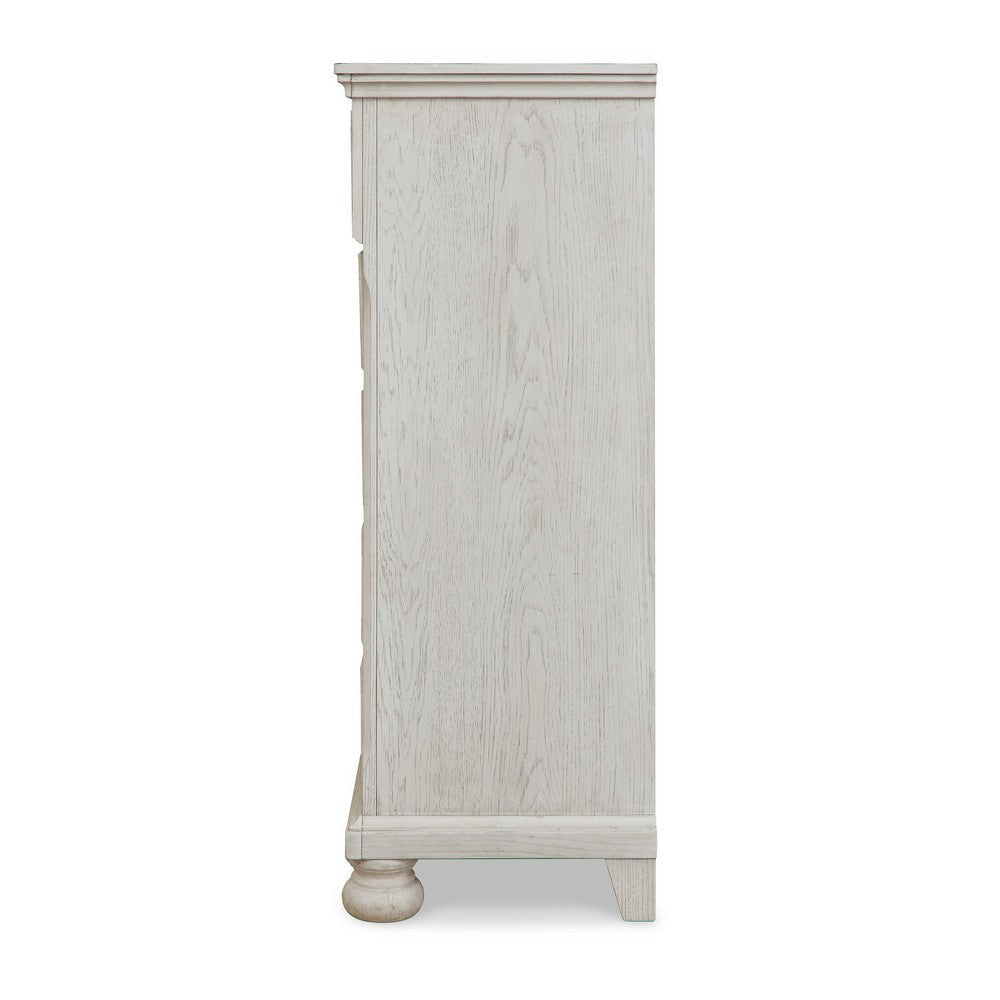 Lea 48 Inch Tall Dresser Chest 5 Gliding Drawers Wooden Bun Feet White By Casagear Home BM316579