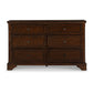 Ada 64 Inch Wide Dresser Chest 6 Gliding Drawers Dark Brown Exterior By Casagear Home BM316582