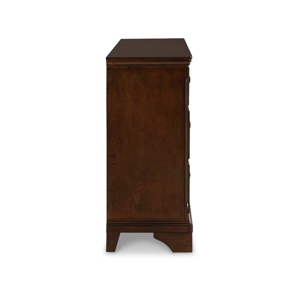 Ada 64 Inch Wide Dresser Chest 6 Gliding Drawers Dark Brown Exterior By Casagear Home BM316582