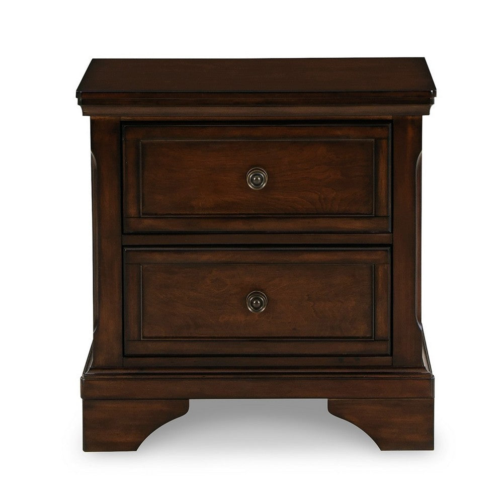 Ada 27 Inch Nightstand English Dovetail Joints 2 Gliding Drawers Brown By Casagear Home BM316583