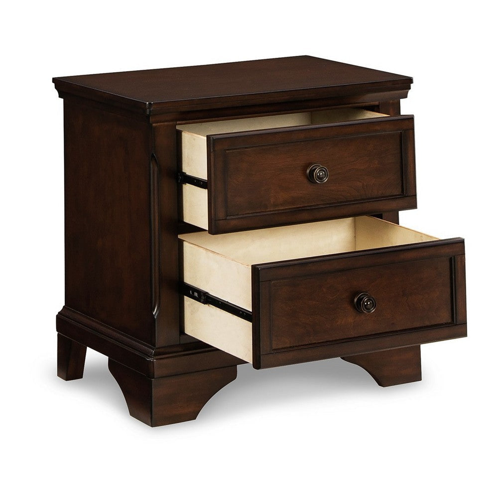 Ada 27 Inch Nightstand English Dovetail Joints 2 Gliding Drawers Brown By Casagear Home BM316583