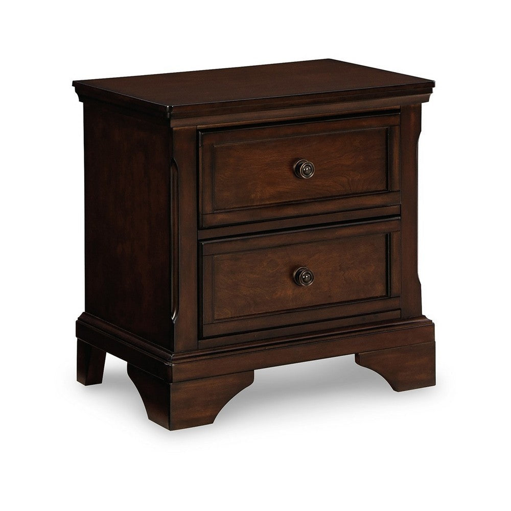 Ada 27 Inch Nightstand English Dovetail Joints 2 Gliding Drawers Brown By Casagear Home BM316583