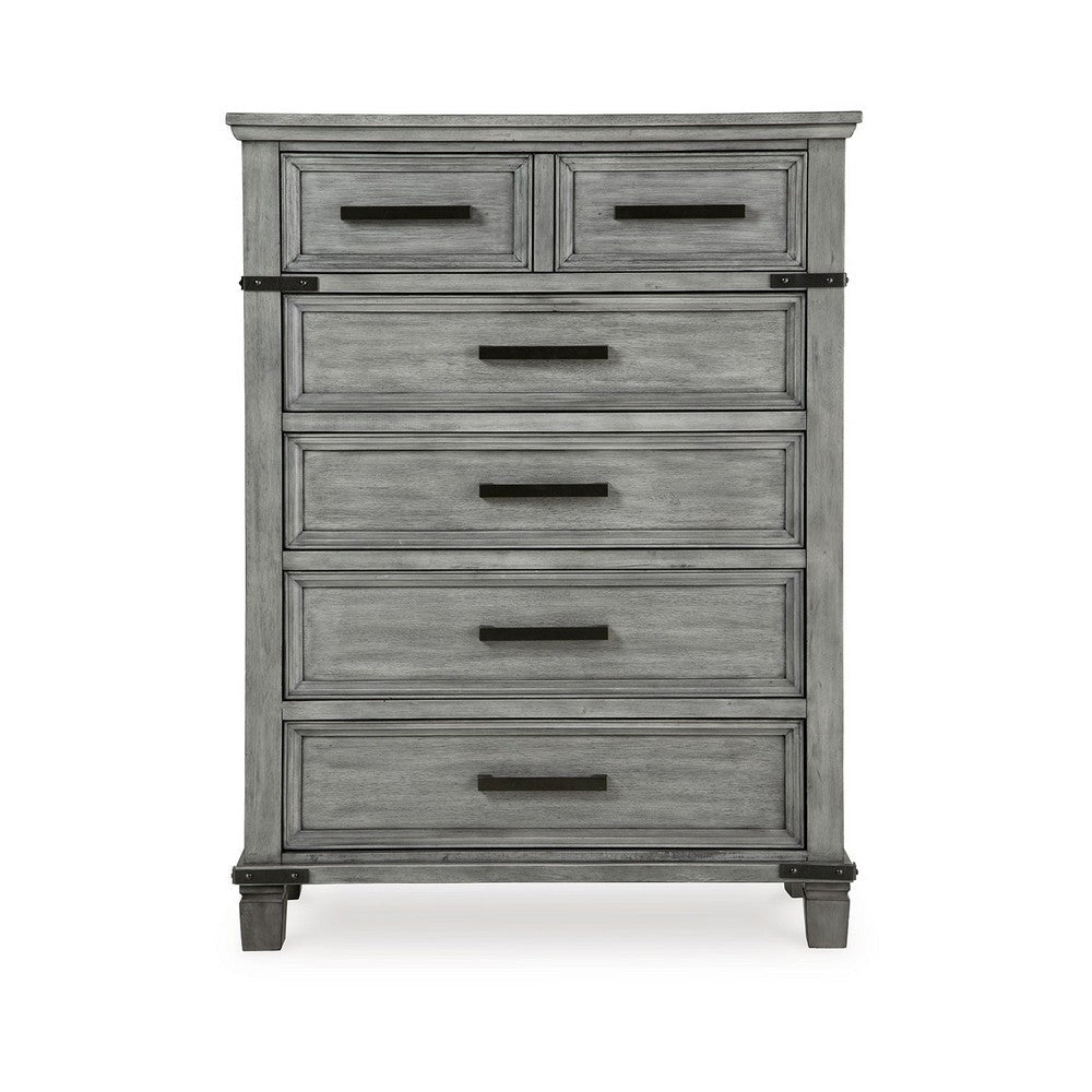 Zac 57 Inch Tall Dresser Chest 5 Drawers Metal Accents Light Gray By Casagear Home BM316584