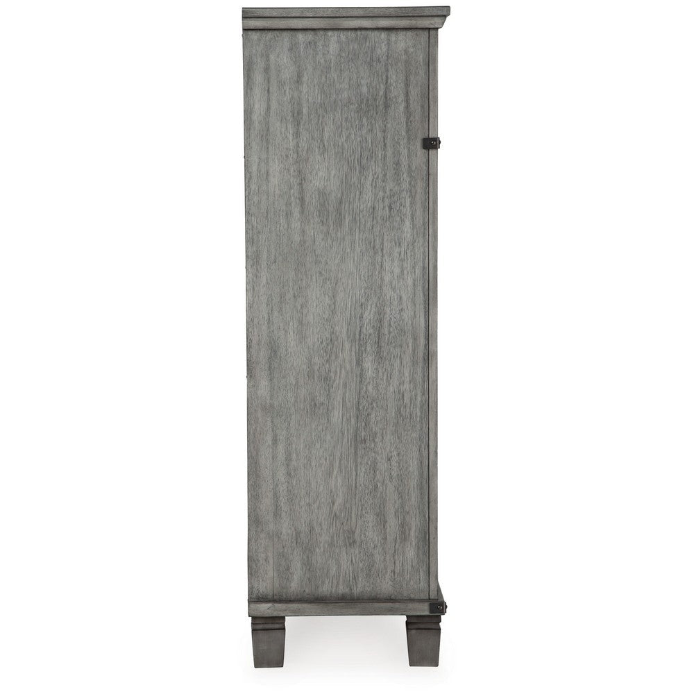 Zac 57 Inch Tall Dresser Chest 5 Drawers Metal Accents Light Gray By Casagear Home BM316584