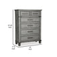 Zac 57 Inch Tall Dresser Chest 5 Drawers Metal Accents Light Gray By Casagear Home BM316584