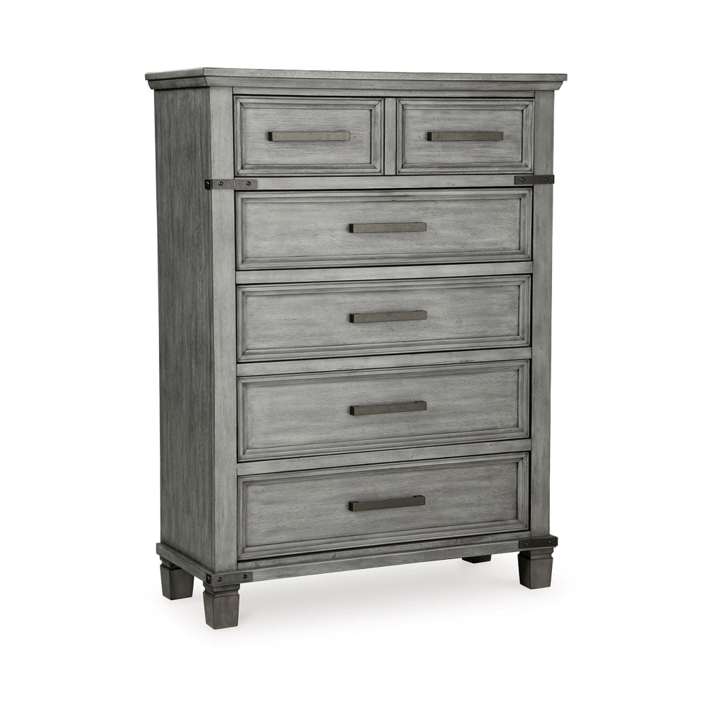 Zac 57 Inch Tall Dresser Chest 5 Drawers Metal Accents Light Gray By Casagear Home BM316584