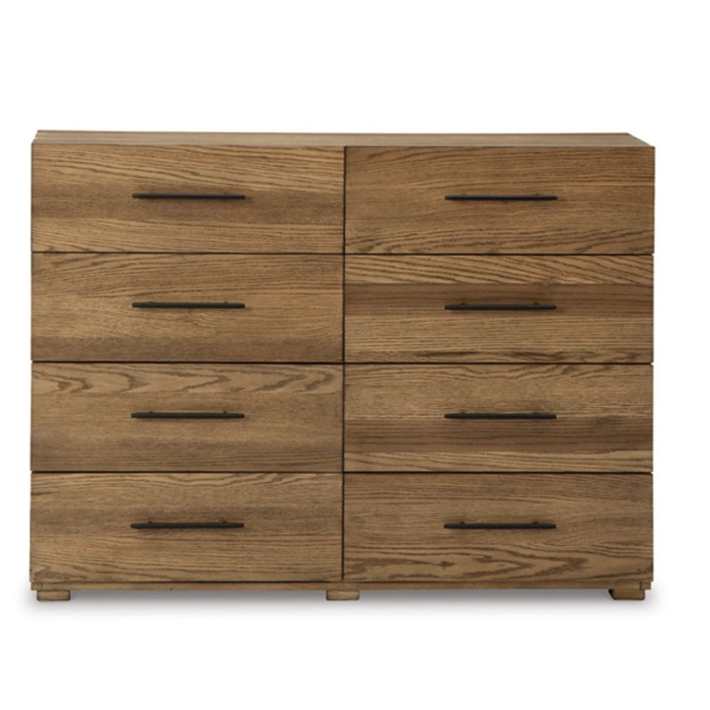 Ira 55 Inch Wide Dresser Chest Wooden Frame 8 Gliding Drawers Brown By Casagear Home BM316592