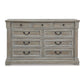 Paul 65 Inch Wide Dresser Chest 9 Gliding Drawers Wire Texturing Gray By Casagear Home BM316595