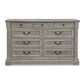 Paul 65 Inch Wide Dresser Chest 9 Gliding Drawers Wire Texturing Gray By Casagear Home BM316595