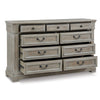 Paul 65 Inch Wide Dresser Chest 9 Gliding Drawers Wire Texturing Gray By Casagear Home BM316595