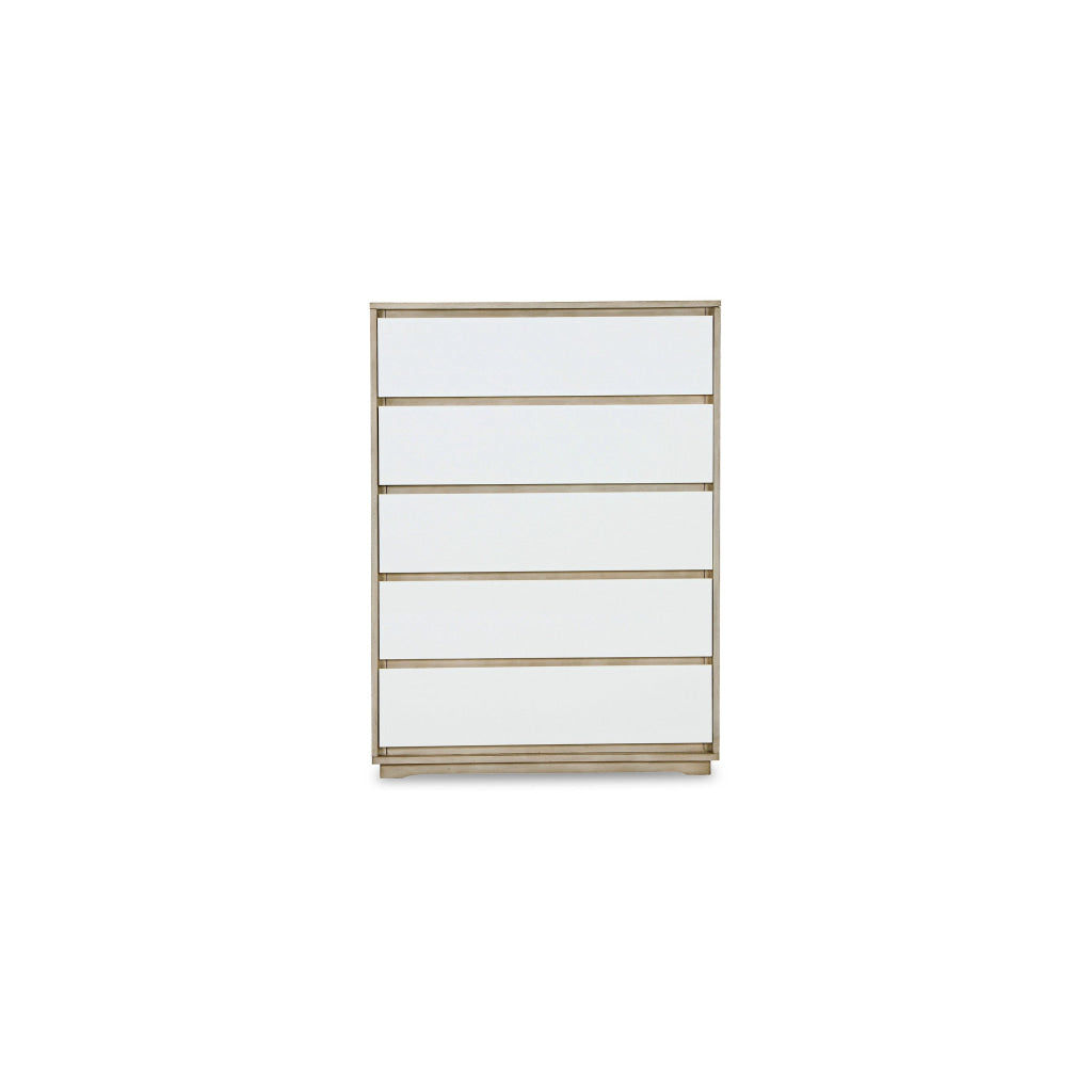 Ike 50 Inch Tall Dresser Chest Acrylic Fronts 5 Gliding Drawers White By Casagear Home BM316599