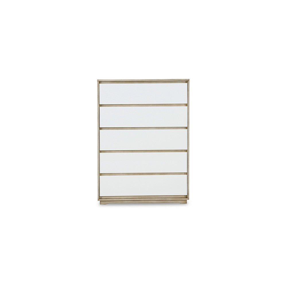 Ike 50 Inch Tall Dresser Chest Acrylic Fronts 5 Gliding Drawers White By Casagear Home BM316599