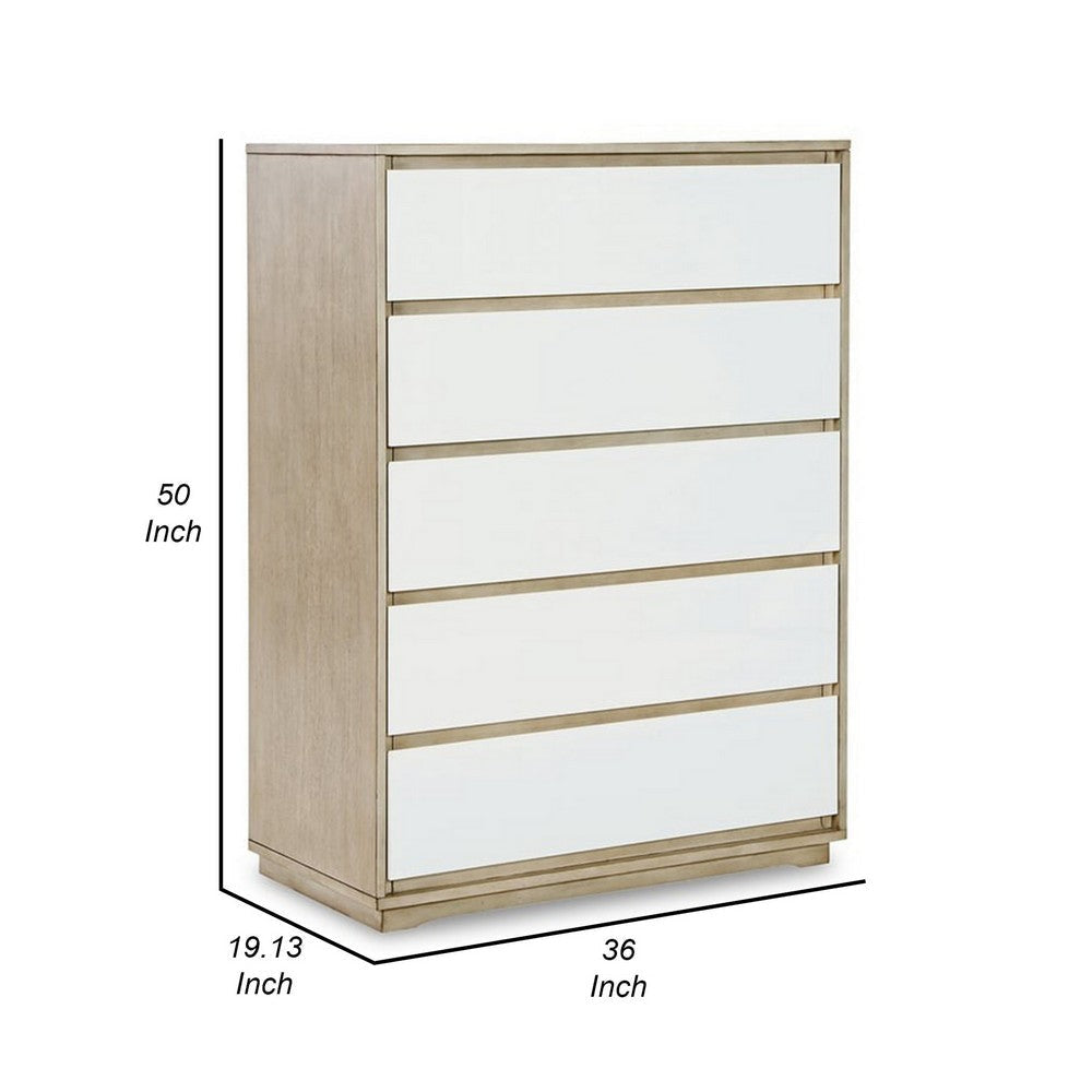 Ike 50 Inch Tall Dresser Chest Acrylic Fronts 5 Gliding Drawers White By Casagear Home BM316599